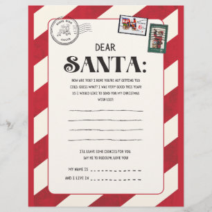 Red and White Vintage-jultomten Brev. Reklamblad