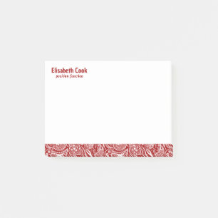 Red and White Vintage Paisley Mönster, Anpassnings Post-it Block
