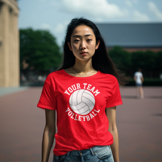 Red and White Volleyball Team Namn Women's T-Shirt (volleyball team shirt, red.)