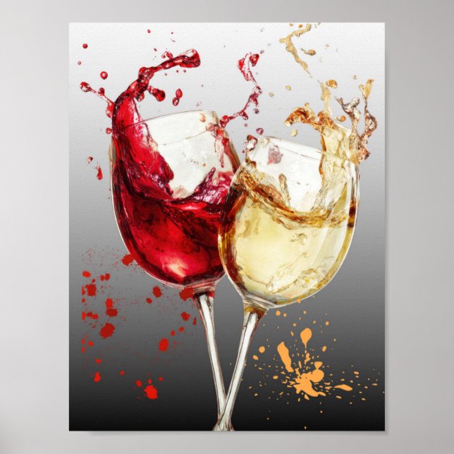 Red and White Wine Splatter Art Poster (Framsidan)