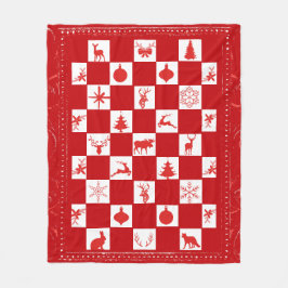 Red and White Woodland Fleece Blanket