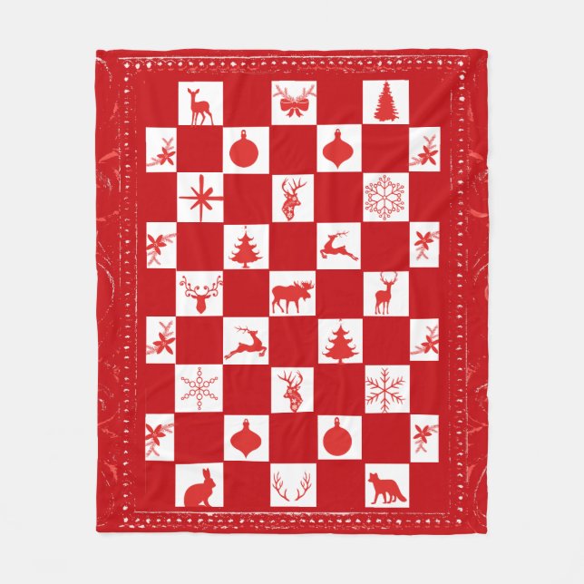 Red and White Woodland Fleece Blanket (Framsidan)
