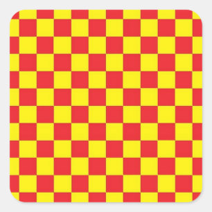 Red and Yellow Checkered CUSTOMIZABLE STICKER Fyrkantigt Klistermärke