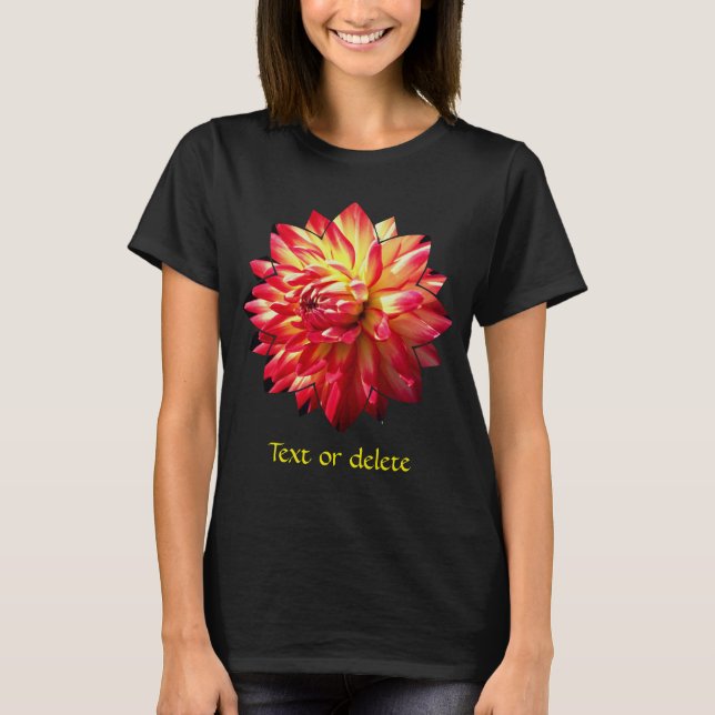 Red And Yellow Dahlia Flower Personalized T Shirt (Framsida)