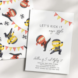 Red and Yellow Ninja Birthday Invitation Inbjudningar
