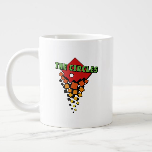 Red and Yellow Squares with Green the Circles Text Jumbo Mugg (Vänster)