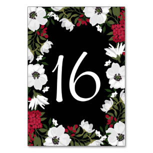 Red Anemone Blooms Bordsnummer Card