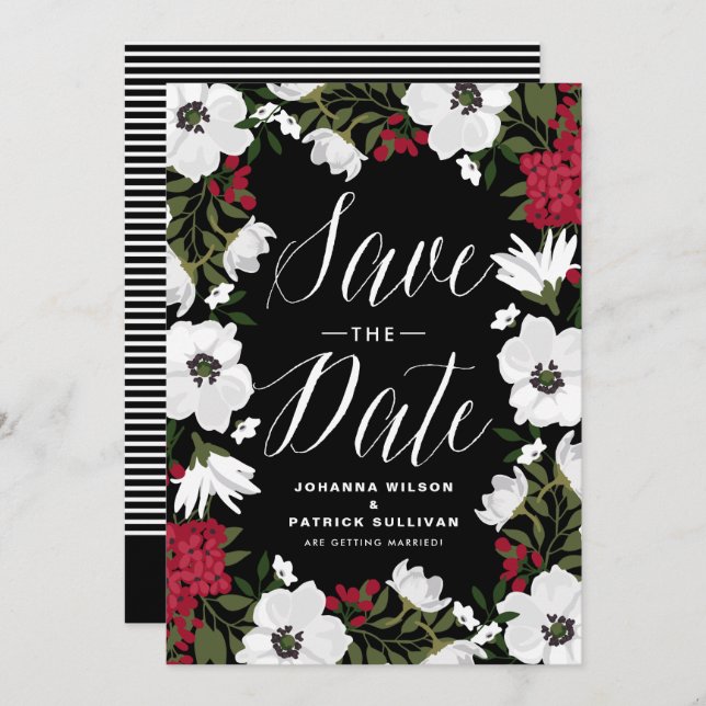 Red Anemone Blooms Spara datum meddelande Inbjudningar (Fram/baksida)