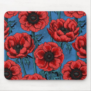 Red anemone-trädgård musmatta