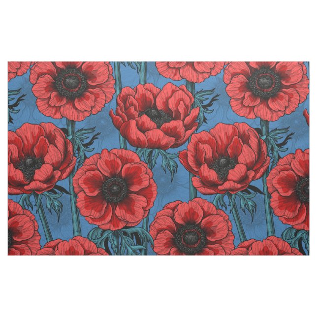 Red anemone-trädgård tyg (Fat Quarter)