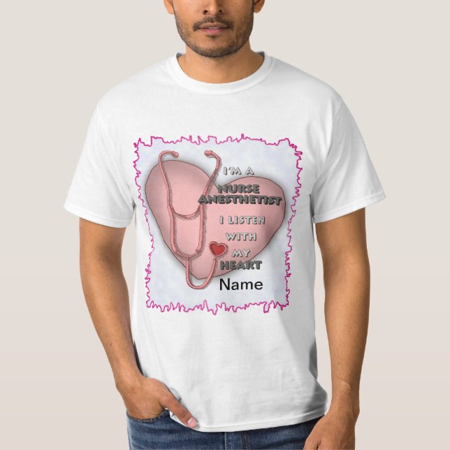 Red Anesthetist Nurse Heart t-shirt (Framsida)