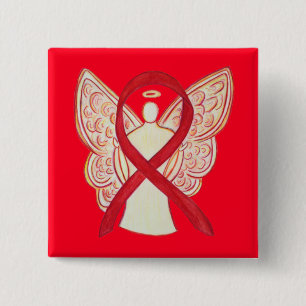 Red Angel Awareness Ribbon Anpassningsbar Art Stif Knapp