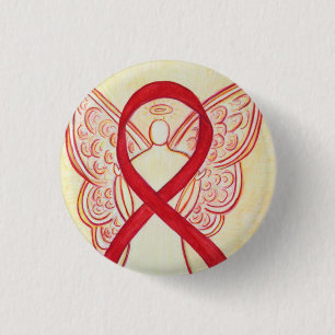 Red Angel Awareness Ribbon Anpassningsbar Art Stif Knapp