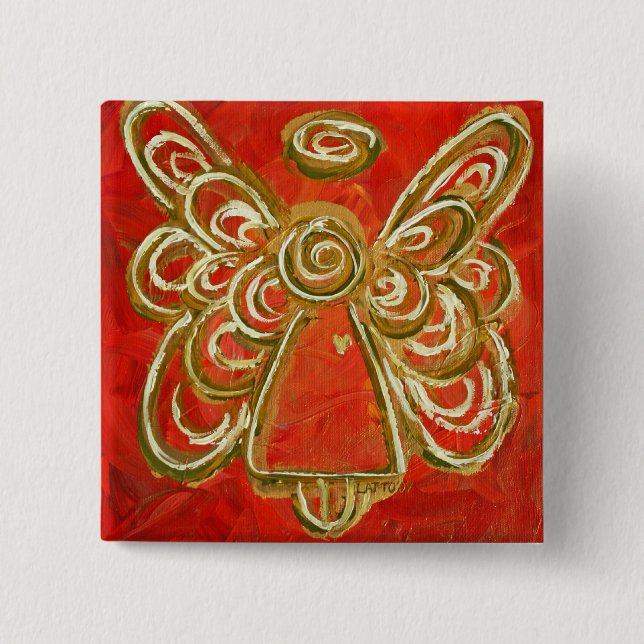 Red Angel Button Pin Knapp (Framsida)