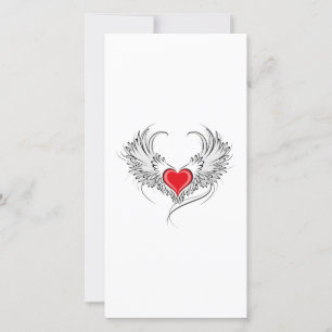 Red Angel Heart med vingar