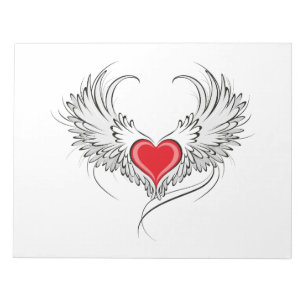 Red Angel Heart med vingar Anteckningsblock