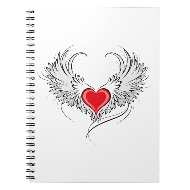 Red Angel Heart med vingar Anteckningsbok (Framsidan)