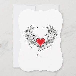 Red Angel Heart med vingar Anteckningskort