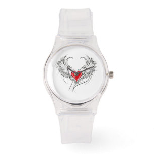 Red Angel Heart med vingar Armbandsur