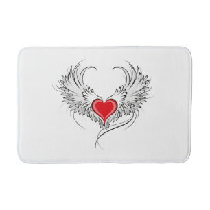 Red Angel Heart med vingar Badrumsmatta