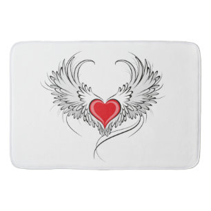 Red Angel Heart med vingar Badrumsmatta