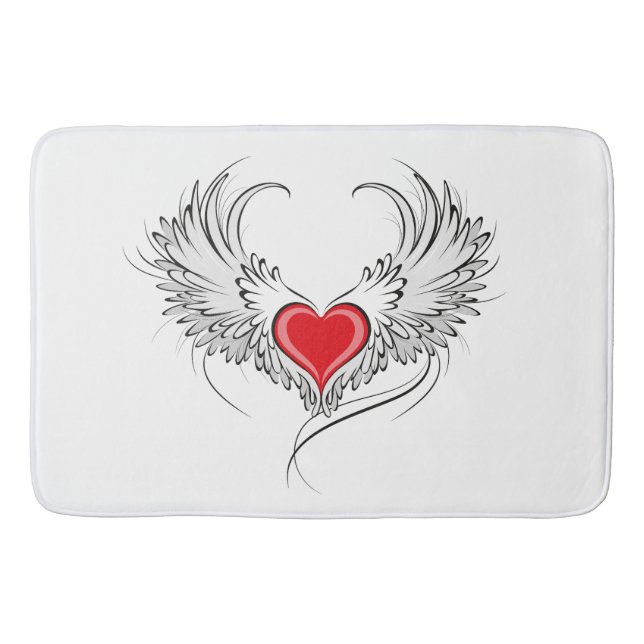 Red Angel Heart med vingar Badrumsmatta (Framsidan)