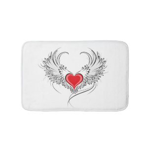 Red Angel Heart med vingar Badrumsmatta