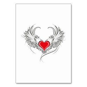 Red Angel Heart med vingar Bordsnummer