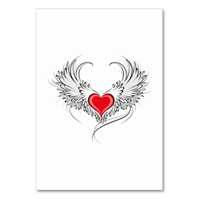 Red Angel Heart med vingar Bordsnummer (Framsidan)