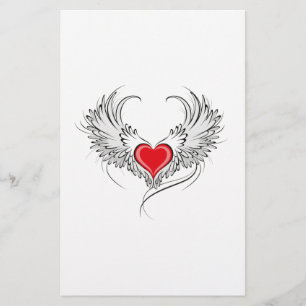 Red Angel Heart med vingar Brevpapper
