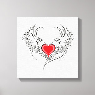 Red Angel Heart med vingar Canvastryck