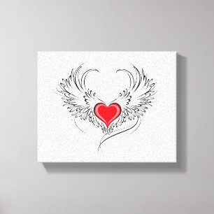 Red Angel Heart med vingar Canvastryck