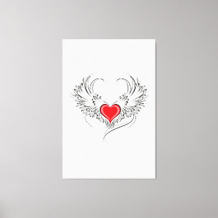 Red Angel Heart med vingar Canvastryck