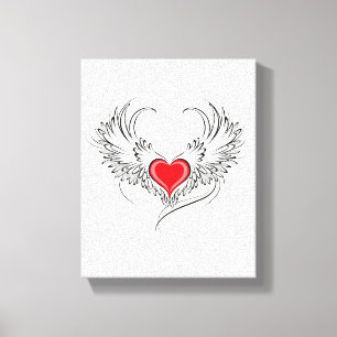 Red Angel Heart med vingar Canvastryck
