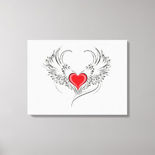 Red Angel Heart med vingar Canvastryck