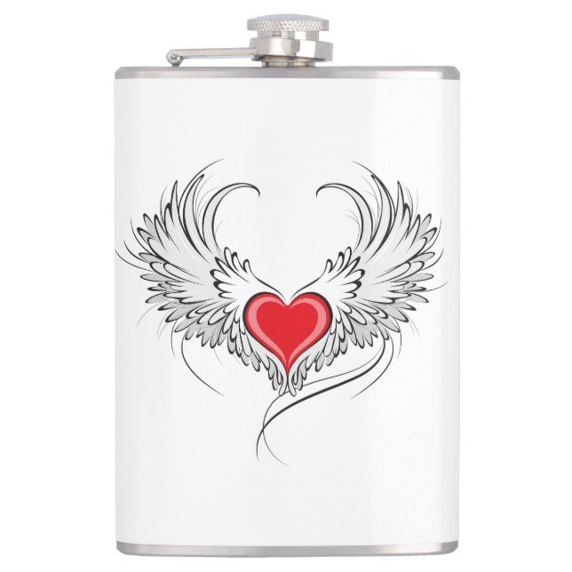 Red Angel Heart med vingar Fickplunta (Framsidan)