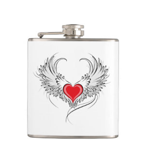 Red Angel Heart med vingar Fickplunta