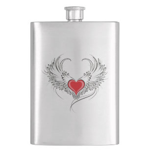 Red Angel Heart med vingar Fickplunta