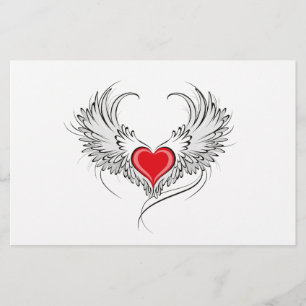 Red Angel Heart med vingar Flygblad