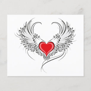 Red Angel Heart med vingar Flygblad