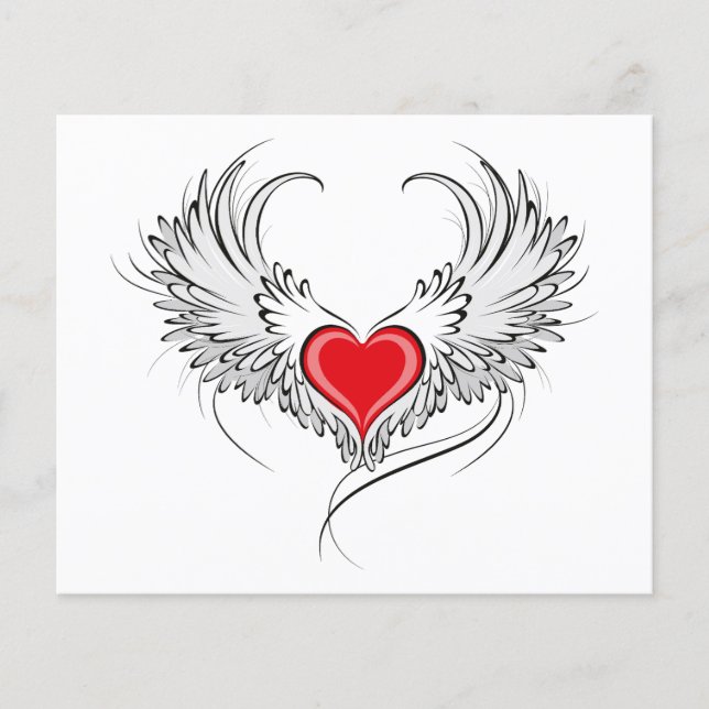 Red Angel Heart med vingar Flygblad (Framsidan)