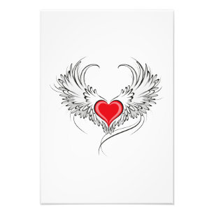 Red Angel Heart med vingar Fototryck
