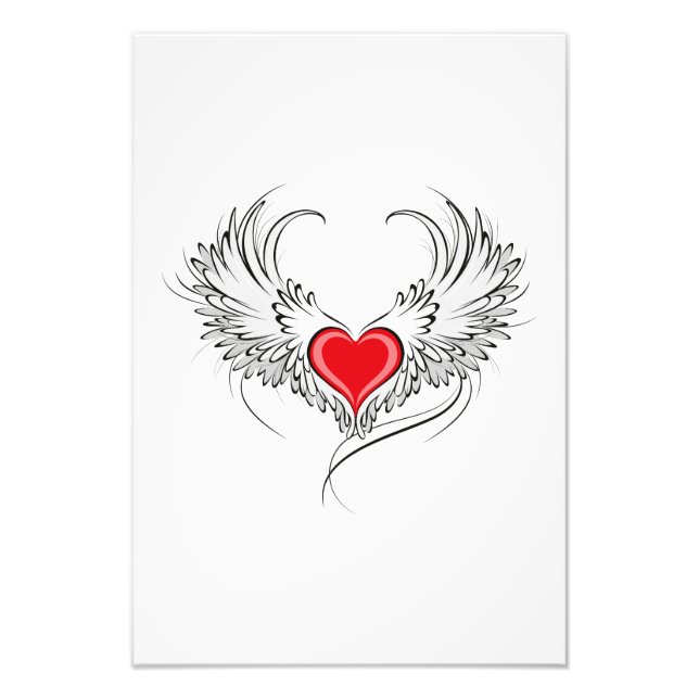 Red Angel Heart med vingar Fototryck (Framsidan)
