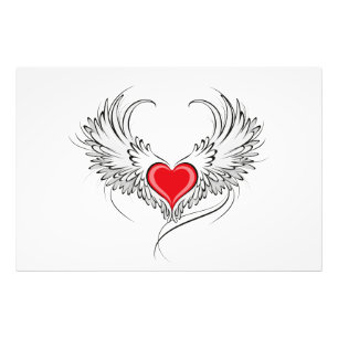 Red Angel Heart med vingar Fototryck