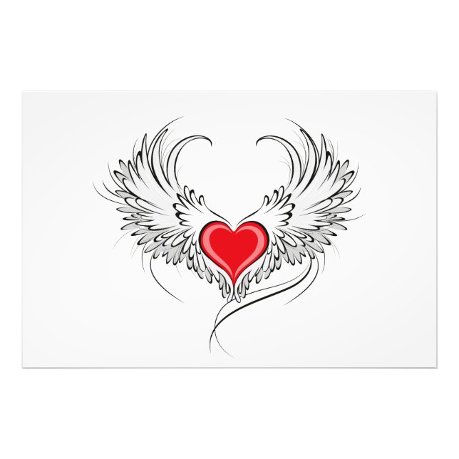 Red Angel Heart med vingar Fototryck (Framsidan)