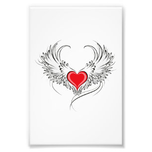 Red Angel Heart med vingar Fototryck