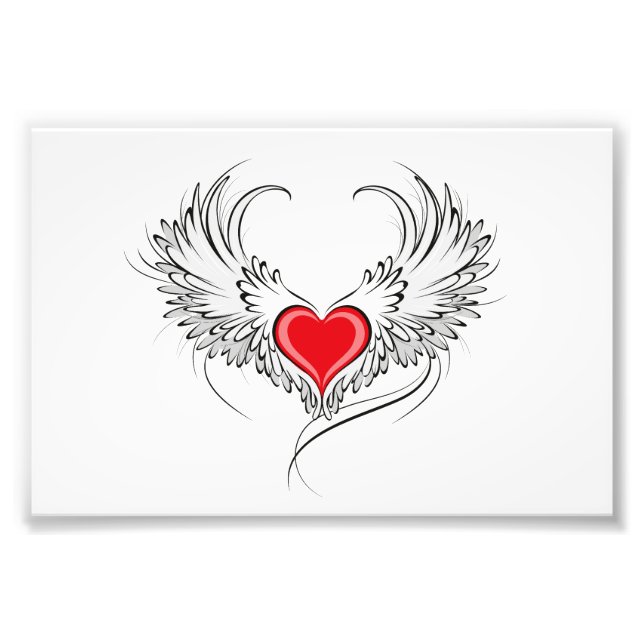 Red Angel Heart med vingar Fototryck (Framsidan)