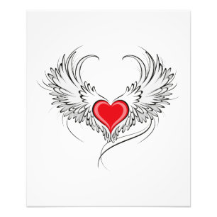 Red Angel Heart med vingar Fototryck