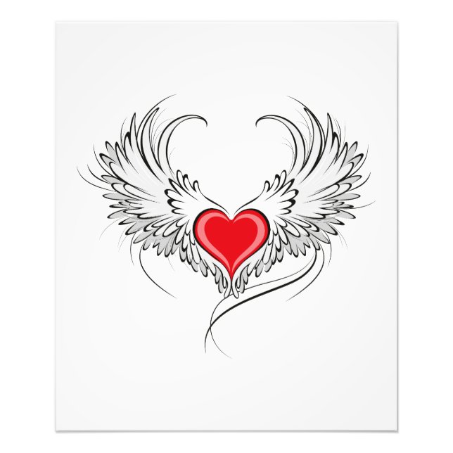 Red Angel Heart med vingar Fototryck (Framsidan)