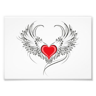Red Angel Heart med vingar Fototryck